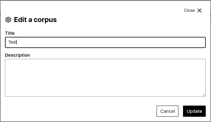 Form for editing corpus information