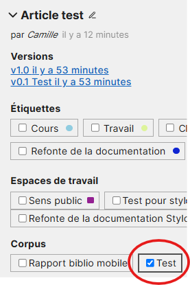Ajouter un article dans un corpus