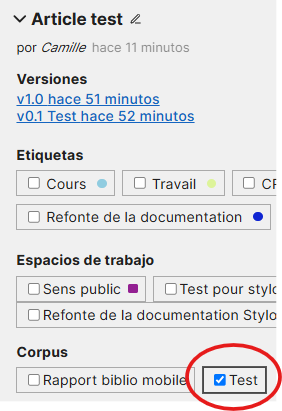 Añadir un artículo a un corpus